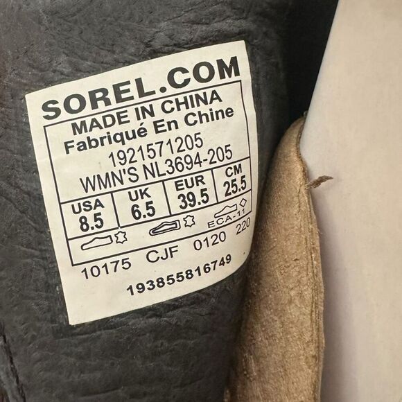 Sorel BLAKE WATERPROOF Blackened Brown Leather Block Heel Ankle Boots Women’s 8. - Picture 12 of 13